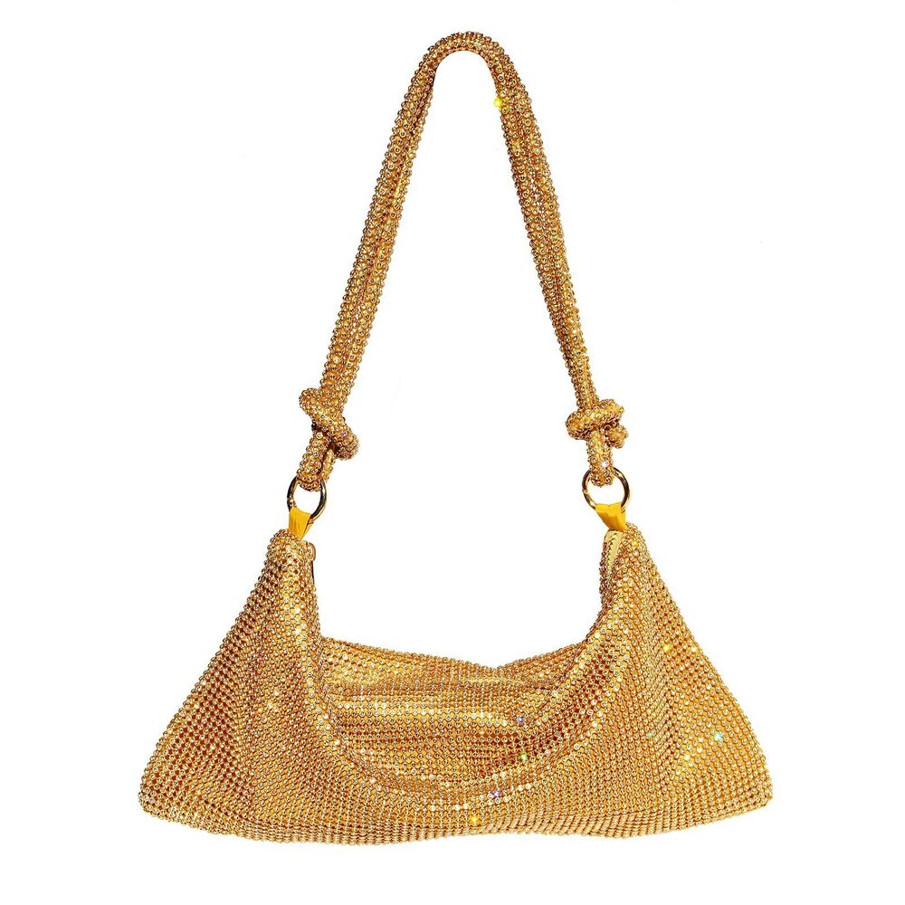 6630 Rhinestone Purse, Sparkly Gold Clutch Purses Diamond Evening Bag